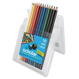 Prismacolor Scholar Art Pencil Set - Assorted Colors, Set of 12 (package open easel-style)