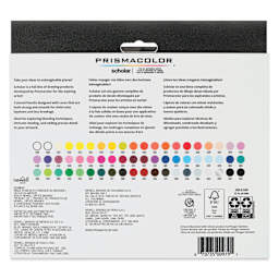 Prismacolor Scholar Colored Pencils - Set of 60, Assorted Colors, back of packaging