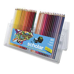 Prismacolor Scholar Art Pencil Set - Assorted Colors, Set of 60 (package open easel-style)