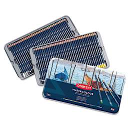 Derwent Watercolor Pencil Set - Assorted Set of 72, Tin Box. Inside of package.