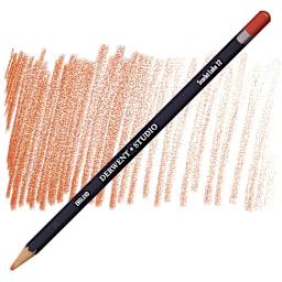 Derwent Studio Colored Pencil - Scarlet Lake pencil and swatch