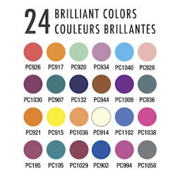 Prismacolor Premier Colored Pencils - Set of 24, Highlighting and Shading - color chart