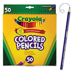 Crayola Colored Pencils - Assorted Colors, Set of 50 (front of package and one pencil)