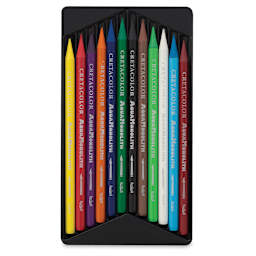 Cretacolor Woodless Watercolor Pencils, Set of 12 shown open in tray 