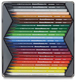 Cretacolor Woodless Watercolor Pencils, Set of 24 shown open in tray 