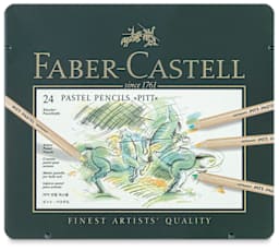 Faber-Castell Pitt Pastel Pencil Set - Assorted Colors, Tin Box, Set of 24, front cover