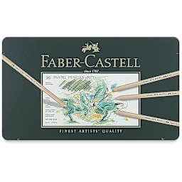 Faber-Castell Pitt Pastel Pencil Set - Assorted Colors, Tin Box, Set of 36, front cover