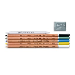 Fine Art Pastel Pencil Bird 7-Piece Set 7-Piece Set (5 Pencils, 1 Blending Stump, 1 Kneadable Eraser)