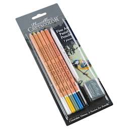 Fine Art Pastel Pencil Bird 7-Piece Set 7-Piece Set (5 Pencils, 1 Blending Stump, 1 Kneadable Eraser)