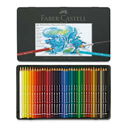 Faber-Castell Albrecht Durer Watercolor Pencils- Assorted Colors, Set of 36 (front of package and contents)