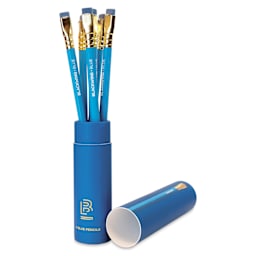 Blackwing Color Pencils - Blue, Pkg of 6, pencils inside of opened packaging