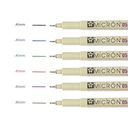 Sakura Pigma Micron Pens - Set of 6, Assorted Colors, 05 swatches of color