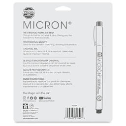Sakura Pigma Micron Pens - Blick Exclusive! Customer Favorites, Set of 10, Black, Assorted Sizes - back of packaging