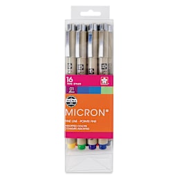 Sakura Pigma Micron Pen - Cube Set of 16, Assorted, 01, front of the packaging