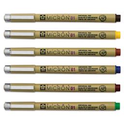 Sakura Pigma Micron Pen - Set of 6, Natural Earth, 01, caps on