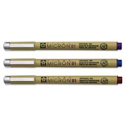 Sakura Pigma Micron Pen - Set of 3, Berry, 01, pens laid out