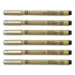 Sakura Pigma Micron Pens - Blick Exclusive! Fineliner Essentials Set of 6, caps on