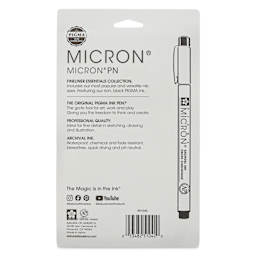 Sakura Pigma Micron Pens - Blick Exclusive! Fineliner Essentials Set of 6, back of packaging