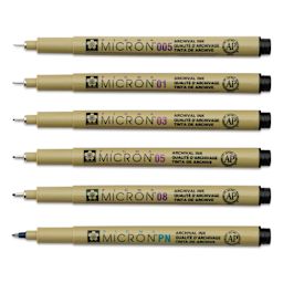 Sakura Pigma Micron Pens - Blick Exclusive! Fineliner Essentials Set of 6, caps off
