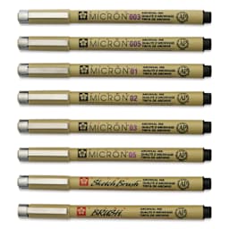 Sakura Pigma Micron Pens - Blick Exclusive! Sketching Favorites Set of 8, caps on
