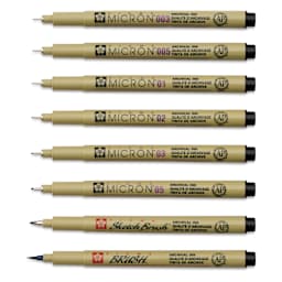 Sakura Pigma Micron Pens - Blick Exclusive! Sketching Favorites Set of 8, caps off