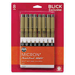 Sakura Pigma Micron Pens - Blick Exclusive! Sketching Favorites Set of 8, front of the packaging