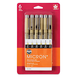 Sakura Pigma Micron Pens - Set of 6, Black, Fine and Bold Sizes
