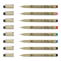 Sakura Pigma Micron Pens - Set of 8, Assorted Colors, 08 (set contents with caps off)
