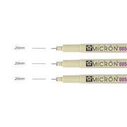 Sakura Pigma Micron Pens - Set of 3, Black, 005 (pens with swatches)