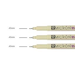 Sakura Pigma Micron Pens - Set of 3, Black, 05 (pens with color swatch)
