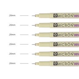 Sakura Pigma Micron Pens - Set of 6, Black, 005 (pens with swatch)