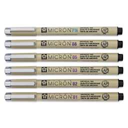 Sakura Pigma Micron Pens - Set of 72, Black, Assorted Sizes, size pens with cap on