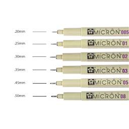 Swatches of Sakura Pigma Micron Pens - Set of 6, Black, Extra Fine and Fine Sizes