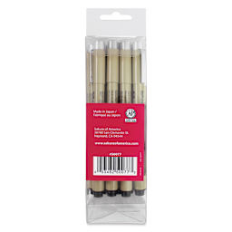 Sakura Pigma Micron, Brush and Graphic Markers - Set of 16, Black, Assorted Sizes, back of packaging