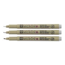 Sakura Pigma Micron Pens - Set of 3, Light Cool Gray (pens with cap off)