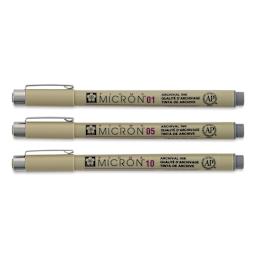 Sakura Pigma Micron Pens - Cool Gray, Set of 3 (pens with lids on)