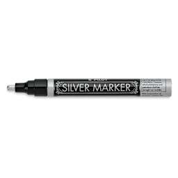 Pilot Silver Marking Pen - Medium Point Silver Pen shown horizontally with cap off
