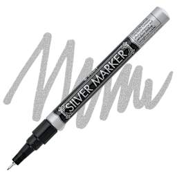 Pilot Silver Marker - Silver, Extra Fine Point marker and swatch