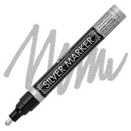 Pilot Silver Marker - Silver, Medium Point marker and swatch