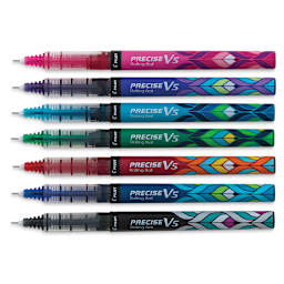 Pilot Precise Pen Set - Set of 7 Deco Collection uncapped and lined horizontally