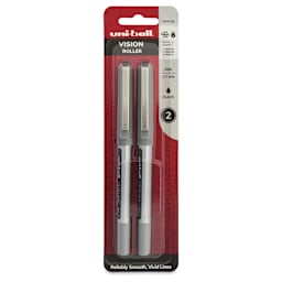 Uni-Ball Vision Rollerball Pen - Black, 0.7 mm, Pkg of 2, front of packaging