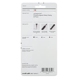 Uni-Ball Signo 207 Impact Rollerball Gel Pens - Assorted, Set of 4, back of the packaging