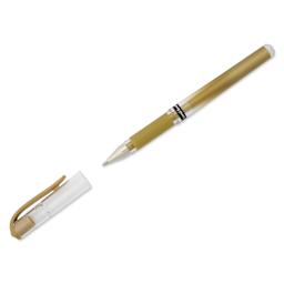 Uni-Ball Signo Impact Rollerball Gel Pen - Gold, cap removed