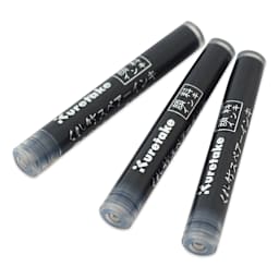 Kuretake Brush Pen Refill Cartridges - 3 Black refill cartridges shown in a fan
