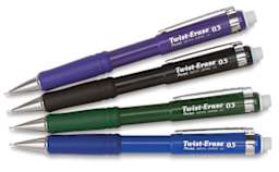 Pentel Twist-Erase Pencil - 4 pencils shown horizontally
