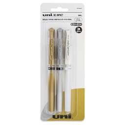 Uni-Ball Signo Impact Rollerball Gel Pens - Assorted, Set of 3, front of the packaging