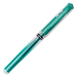 Uni-Ball Signo Impact Rollerball Gel Pen - Metallic Green, cap on