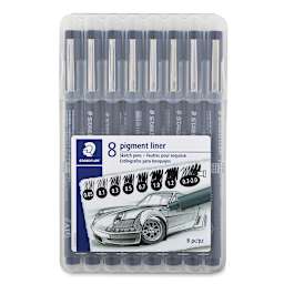 Staedtler Pigment Liners - Black, Assorted Sizes, Set of 8