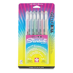 Sakura Gelly Roll Stardust Pen - Front view of blister package of Set of 6