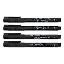 Faber-Castell Pitt Artist Pens - Modern Lettering Set, Black, Set of 4, Assorted Nibs out of packaging